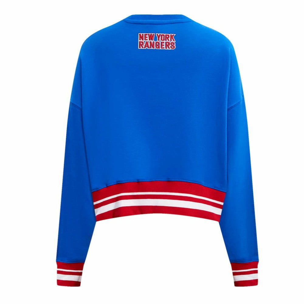 New York Rangers Pro Standard Women's Area Code Cropped Pullover Sweatshirt Blue
