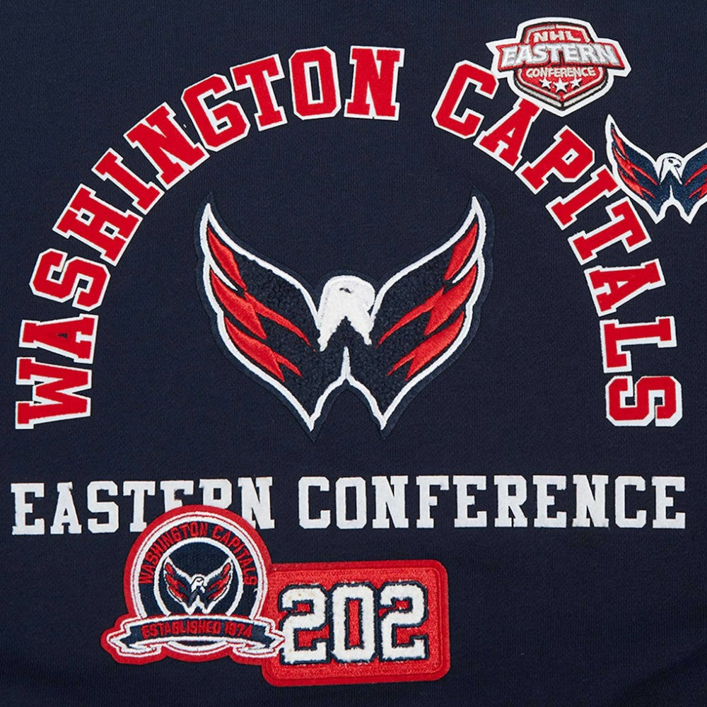Washington Capitals Pro Standard Women's Area Code Cropped Pullover Sweatshirt Navy