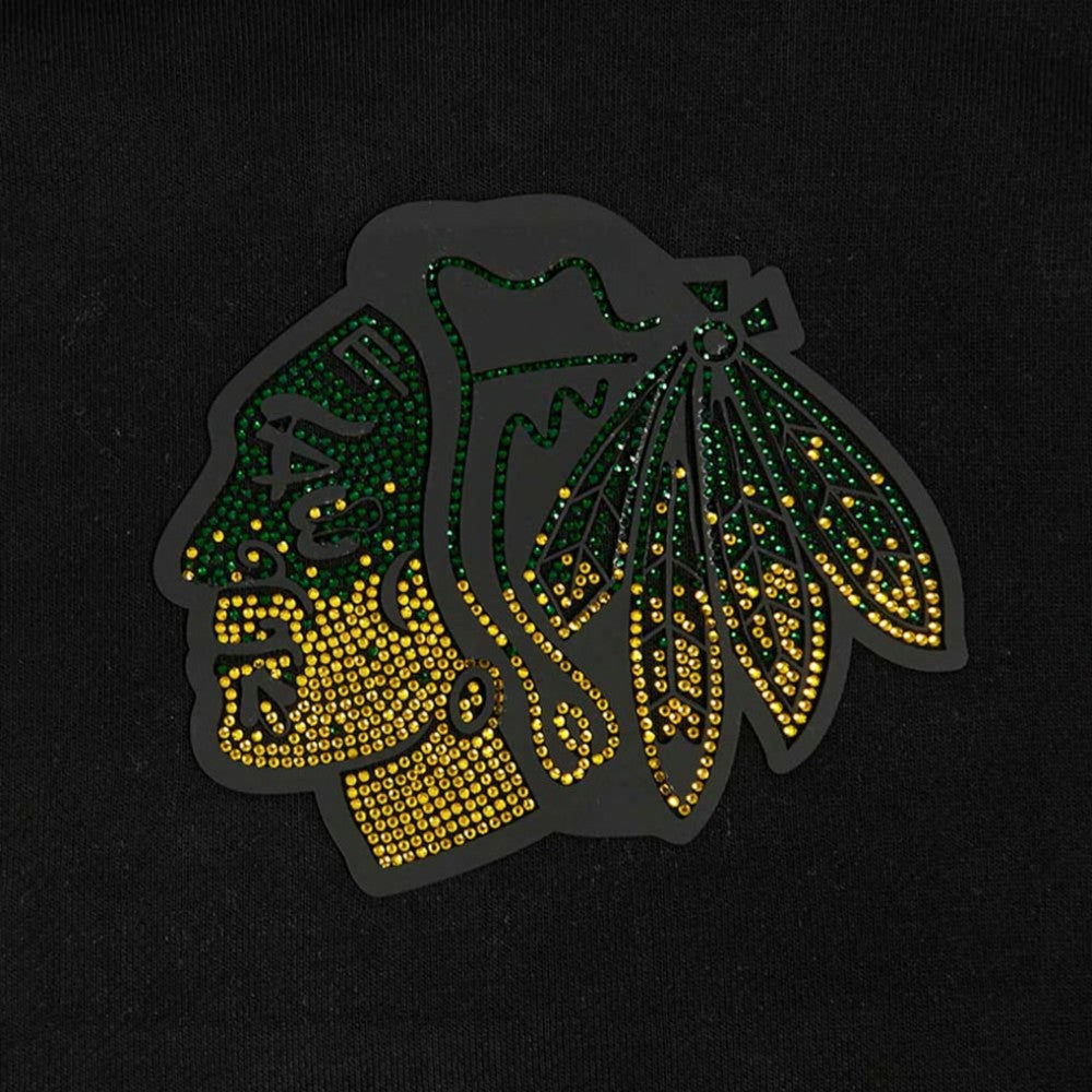 Chicago Blackhawks Pro Standard Women's Jewels Cropped Pullover Hoodie Black