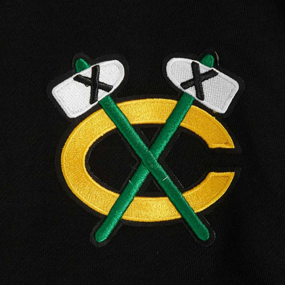 Chicago Blackhawks Pro Standard Women's Jewels Cropped Pullover Hoodie Black
