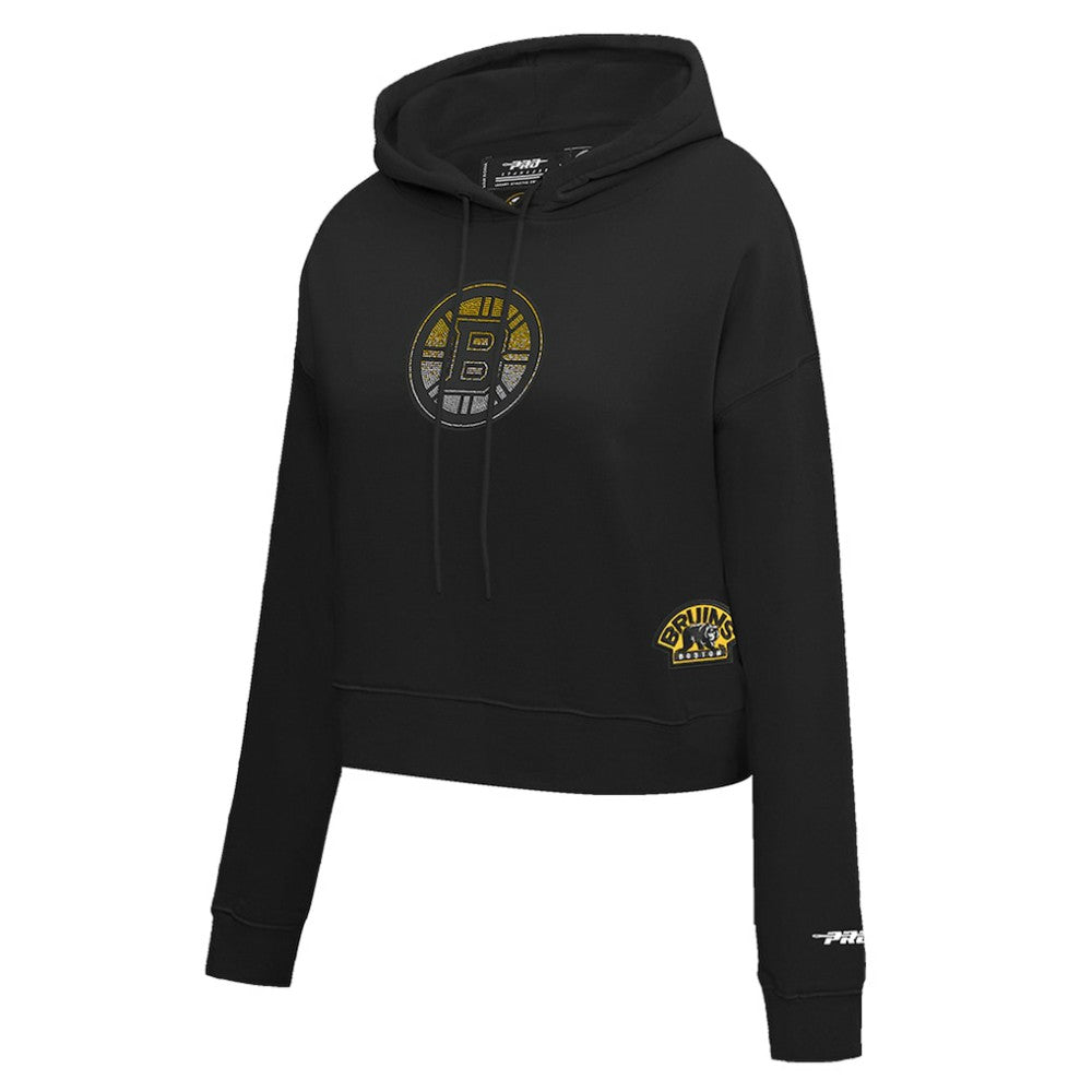 Boston Bruins Pro Standard Women's Jewels Cropped Pullover Hoodie Black