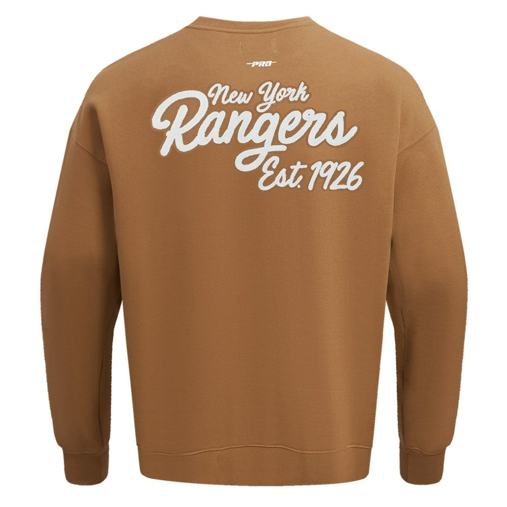 New York Rangers Pro Standard Paint the City Pullover Sweatshirt Brown