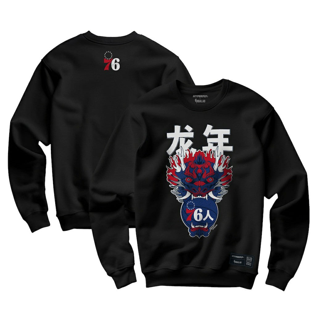 Philadelphia 76ers Hyperfly Unisex Year of the Dragon Lunar New Year Collection Pullover Sweatshirt - Heather Black shop