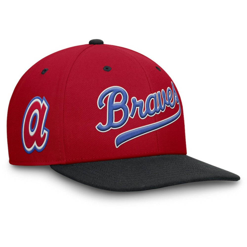 Atlanta Braves Cooperstown Collection Pro Performance Snapback Hat - Red/Navy | Nike