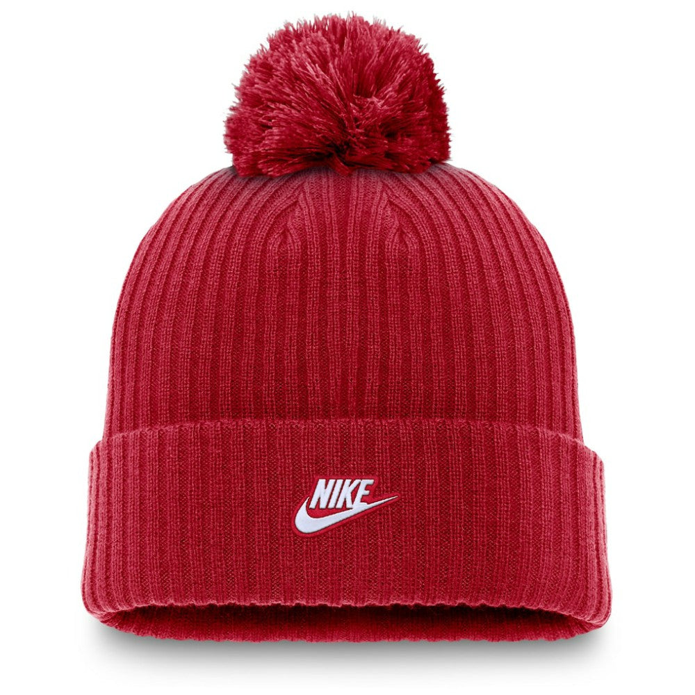 Atlanta Braves Cooperstown Collection Patch Cuffed Knit Hat with Pom - Red | Nike