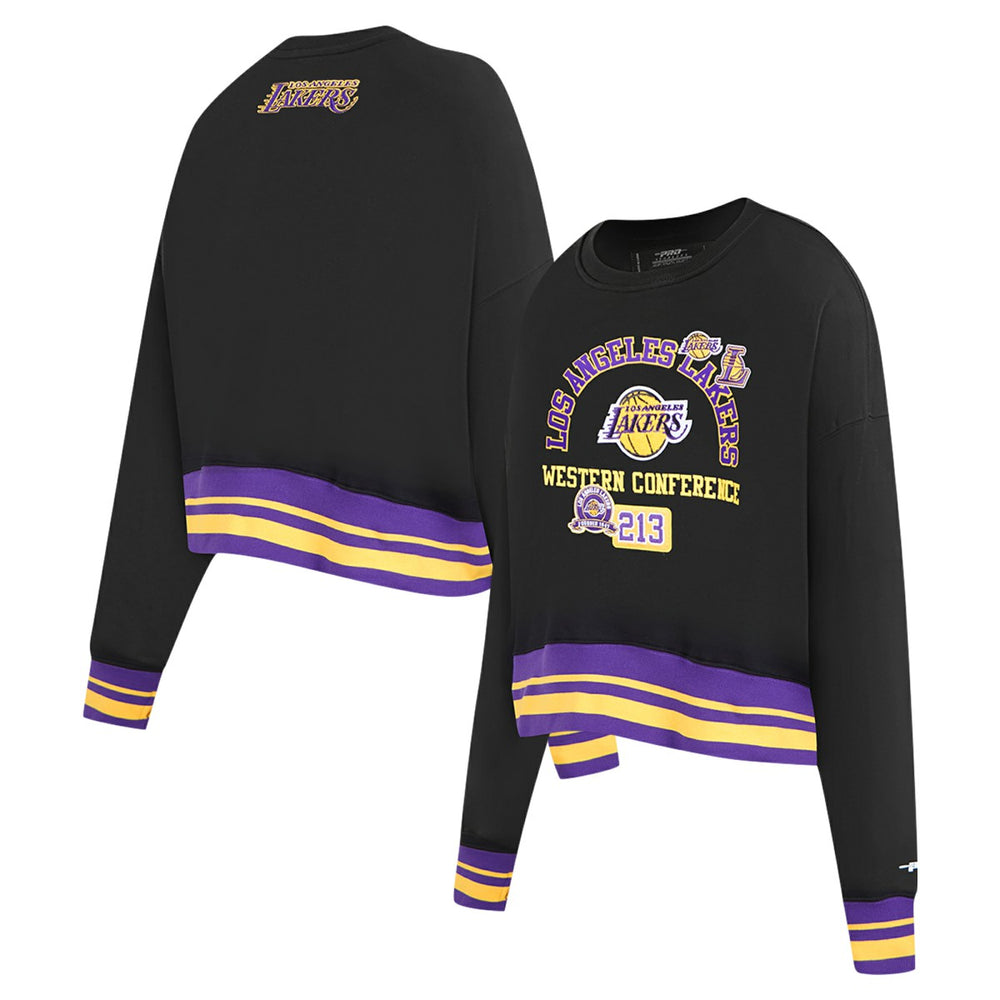 Los Angeles Lakers Pro Standard Women's Area Code Cropped Pullover Sweatshirt - Black sale