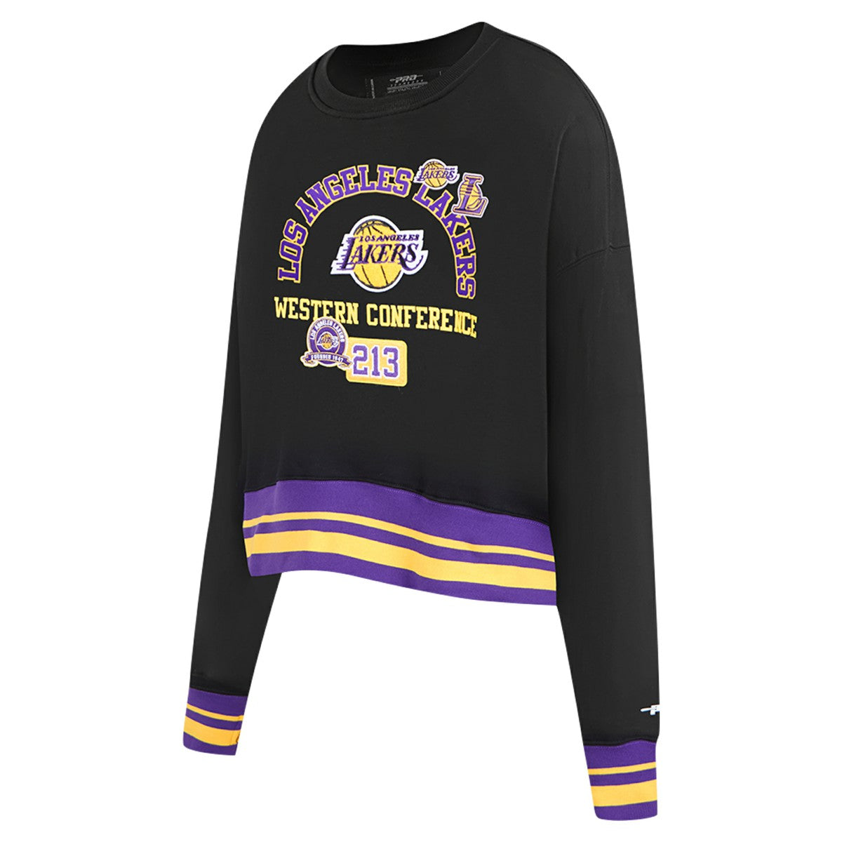 Los Angeles Lakers Pro Standard Women's Area Code Cropped Pullover Sweatshirt - Black sale