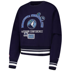 Minnesota Timberwolves Pro Standard Women's Area Code Cropped Pullover Sweatshirt - Navy sale