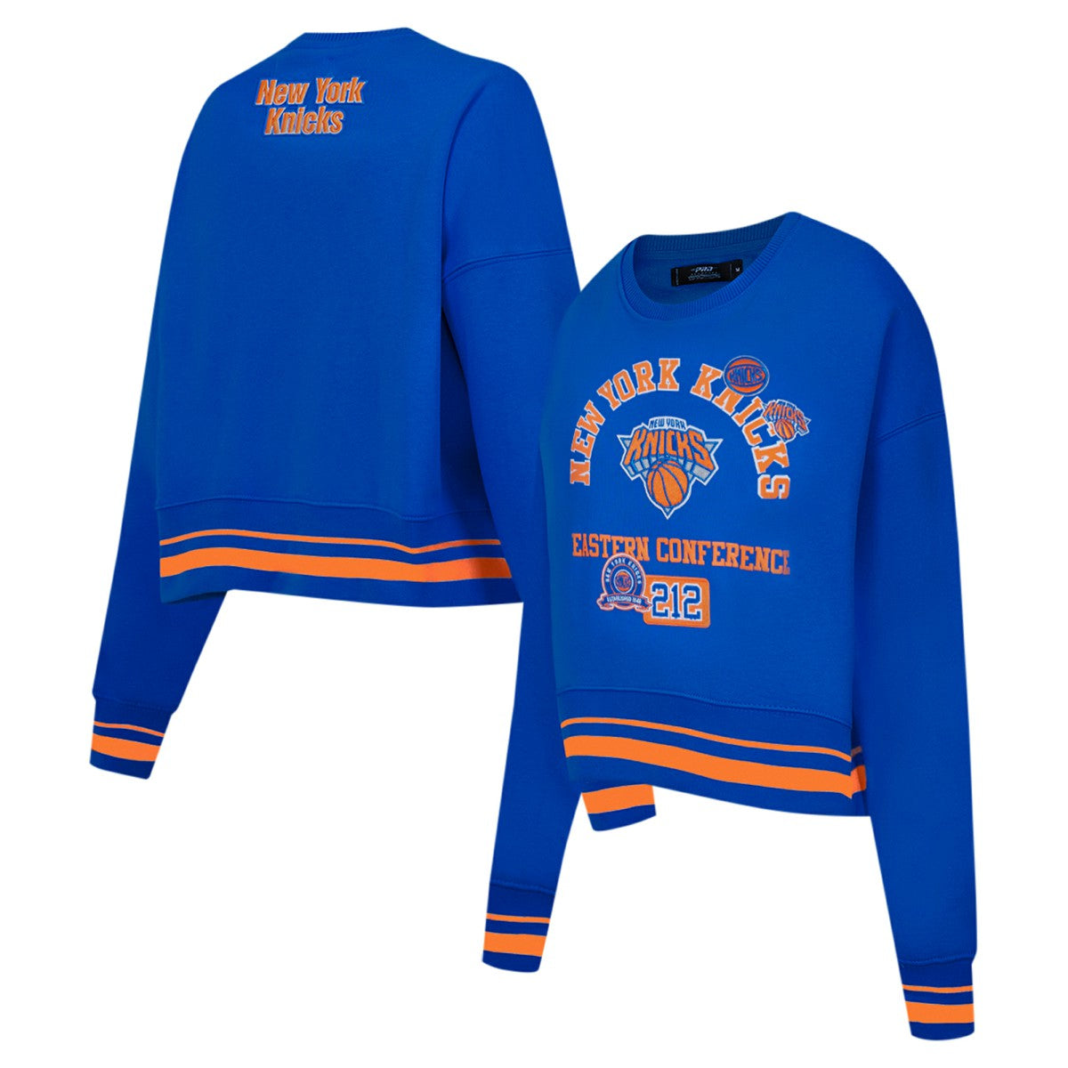 New York Knicks Pro Standard Women's Area Code Cropped Pullover Sweatshirt - Blue shop