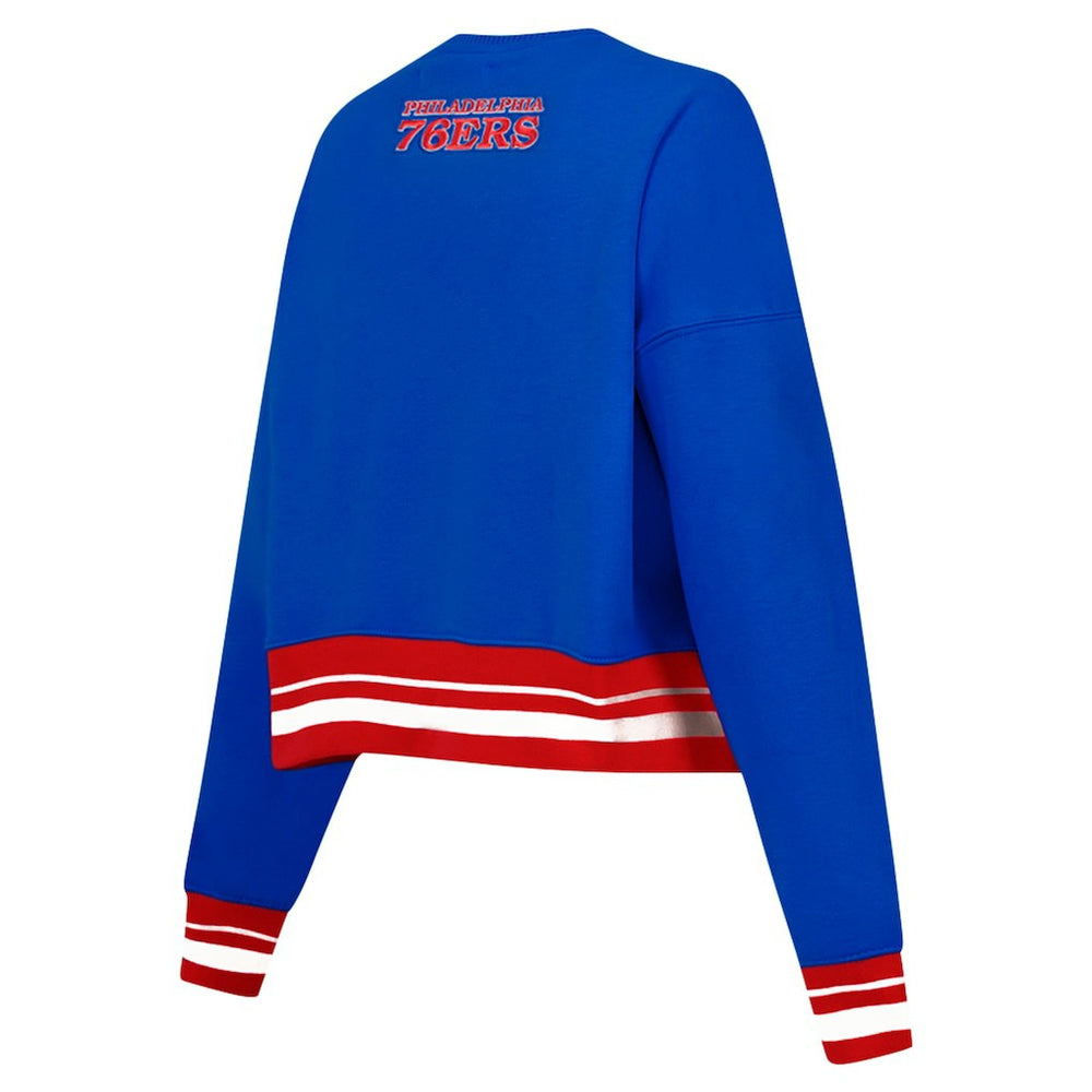 Philadelphia 76ers Pro Standard Women's Area Code Cropped Pullover Sweatshirt - Royal cheap