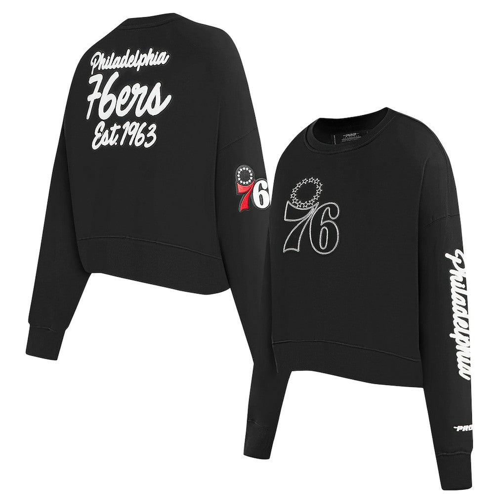 Philadelphia 76ers Pro Standard Women's Paint The City Cropped Pullover Sweatshirt - Black outlet