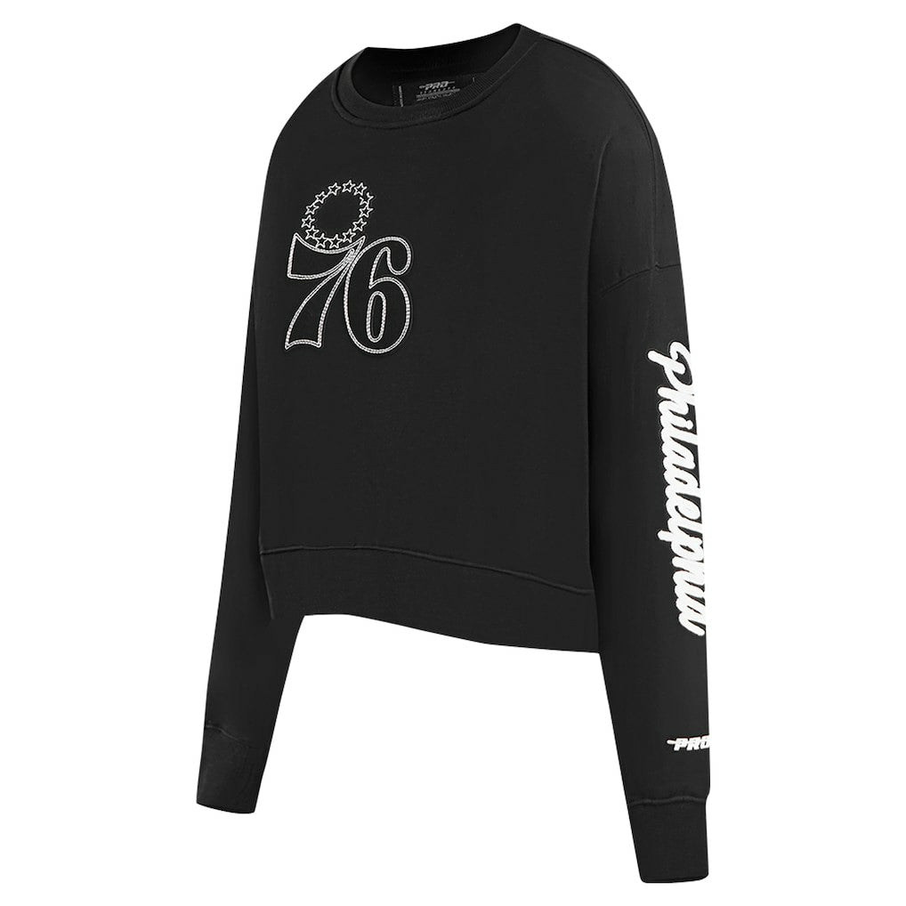 Philadelphia 76ers Pro Standard Women's Paint The City Cropped Pullover Sweatshirt - Black outlet