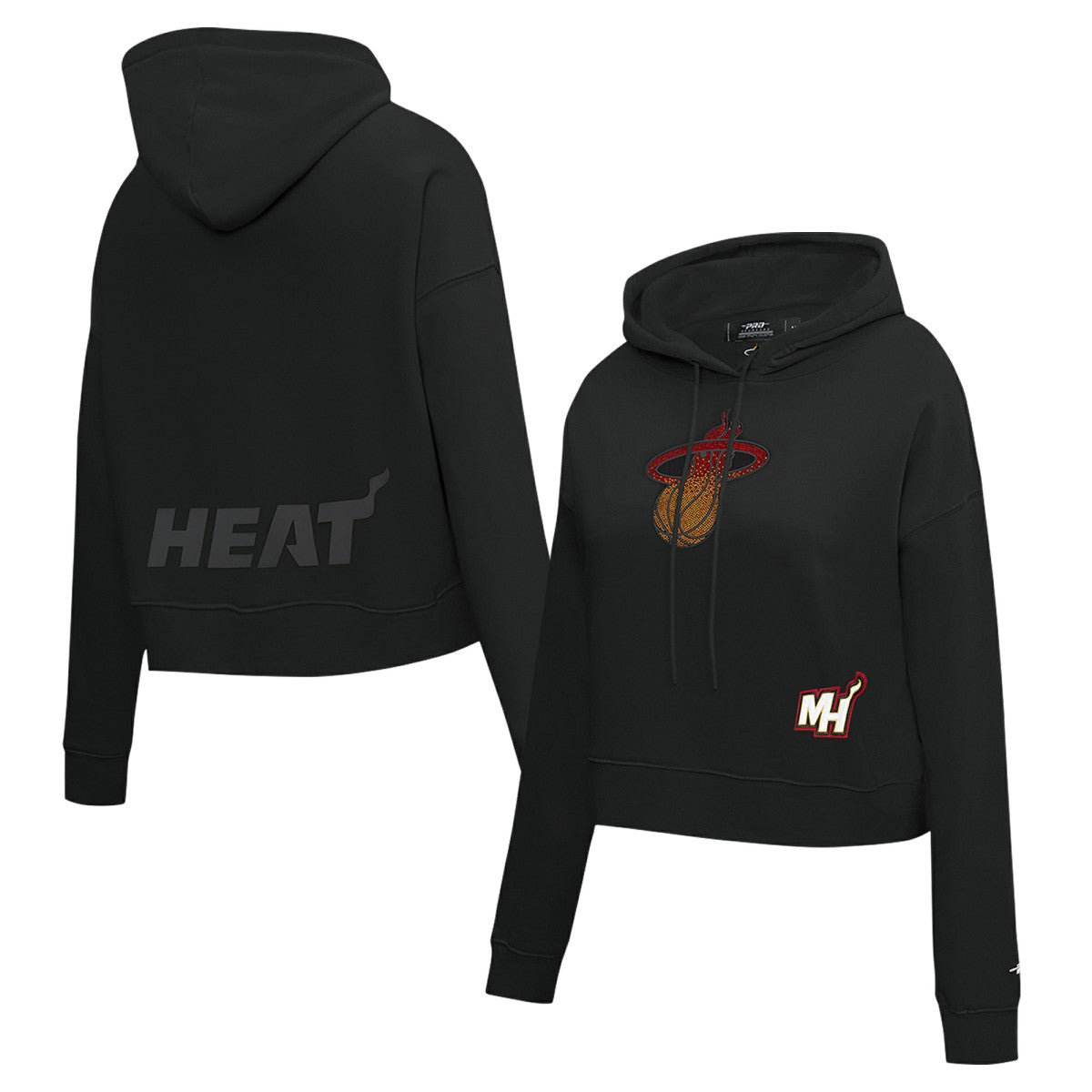 Miami Heat Pro Standard Women's Jewels Cropped Pullover Hoodie - Black for sale