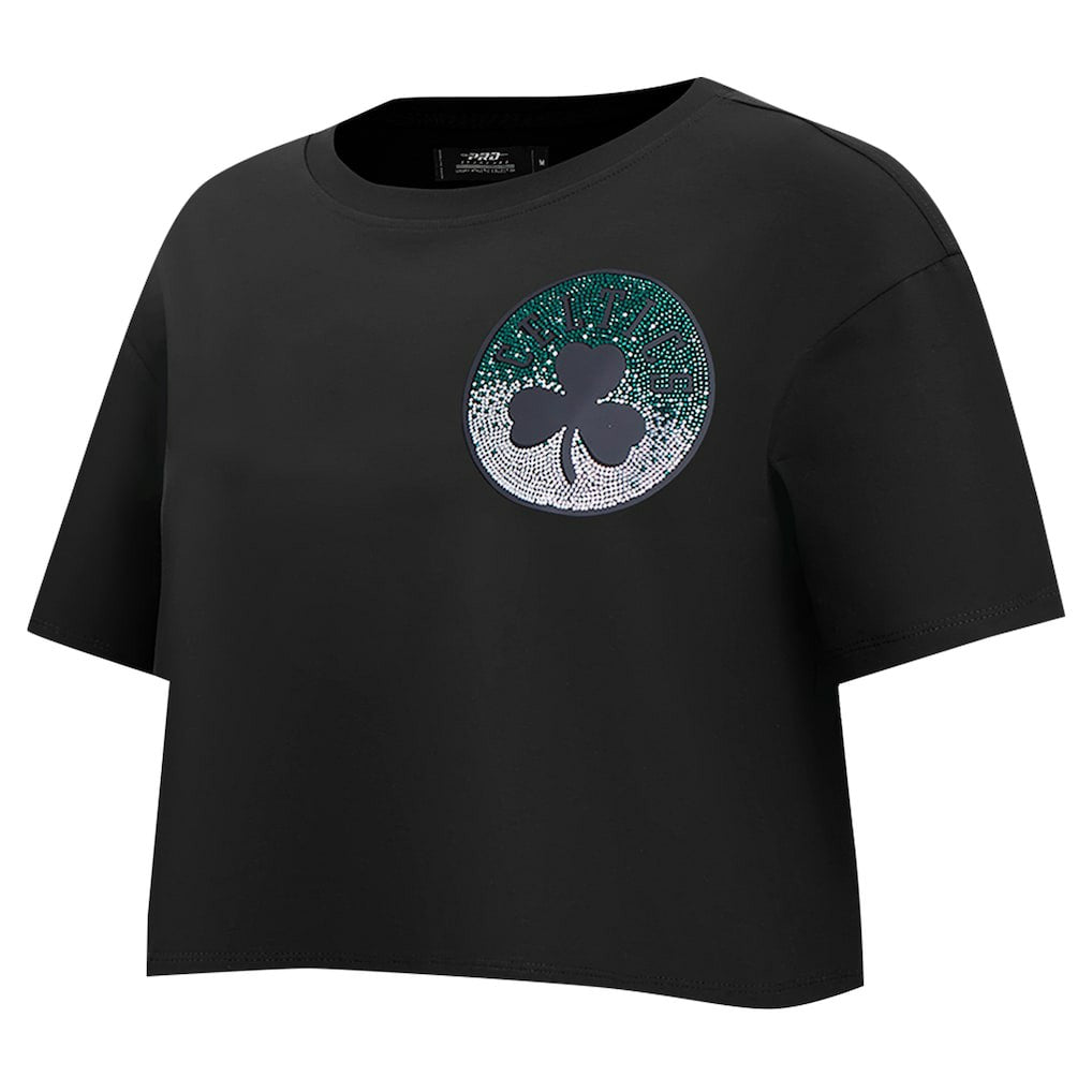 Boston Celtics Pro Standard Women's Jewels Boxy Cropped T-Shirt - Black for sale