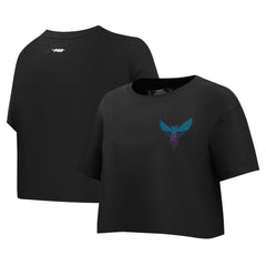 Charlotte Hornets Pro Standard Women's Jewels Boxy Cropped T-Shirt - Black sale