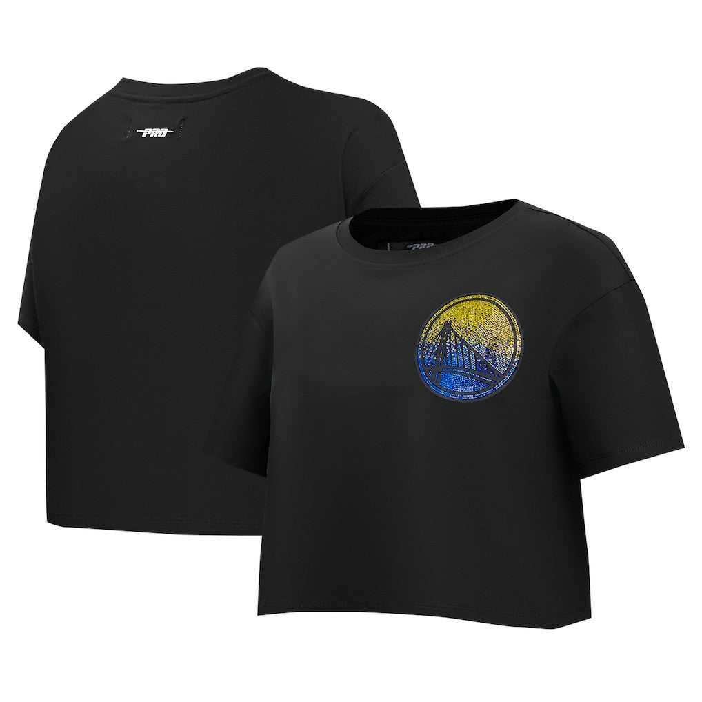 Golden State Warriors Pro Standard Women's Jewels Boxy Cropped T-Shirt sale - Black sale