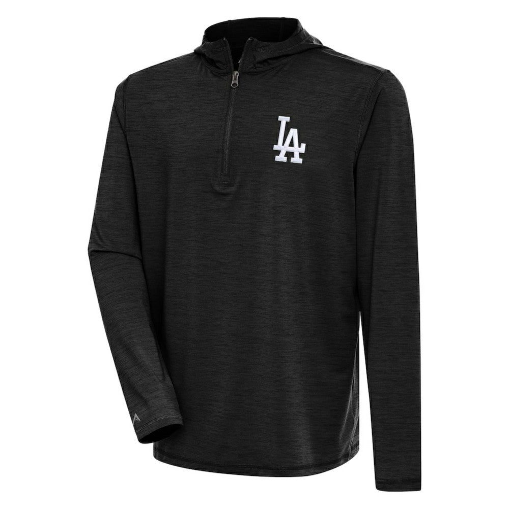 Los Angeles Dodgers Antigua Tidy Quarter-Zip Hoodie - Heather Black