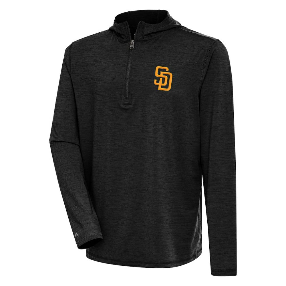 San Diego Padres Antigua Tidy Quarter-Zip Hoodie - Heather Black