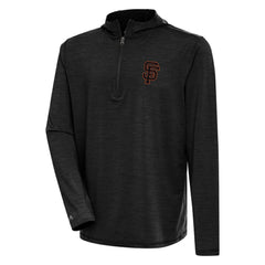 San Francisco Giants Antigua Tidy Quarter-Zip Hoodie - Heather Black