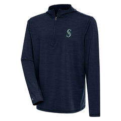 Seattle Mariners Antigua Tidy Quarter-Zip Hoodie - Heather Navy