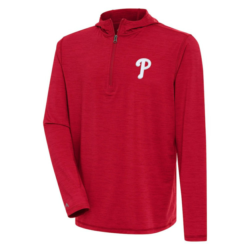 Philadelphia Phillies Antigua Tidy Quarter-Zip Hoodie - Heather Red