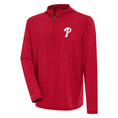 Philadelphia Phillies Antigua Tidy Quarter-Zip Hoodie - Heather Red