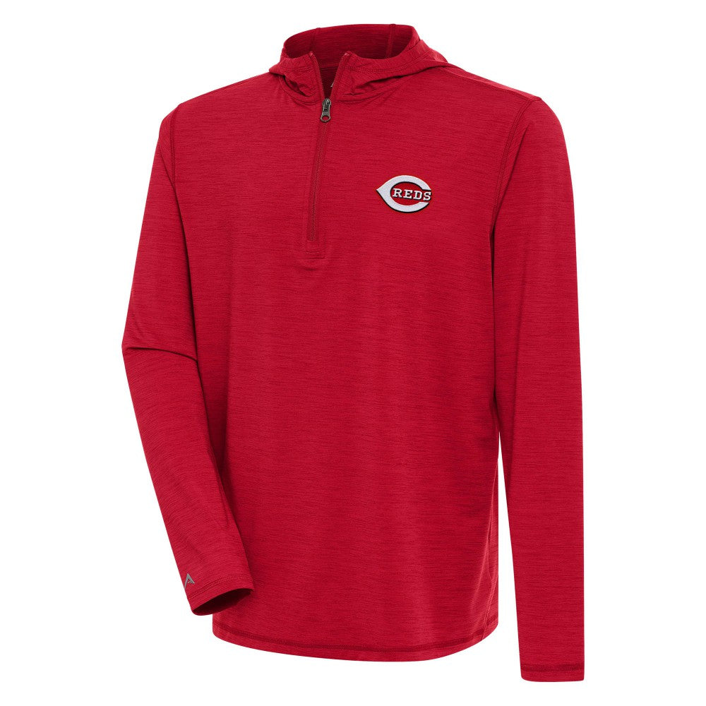 Cincinnati Reds Antigua Tidy Quarter-Zip Hoodie - Heather Red
