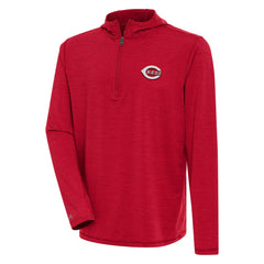 Cincinnati Reds Antigua Tidy Quarter-Zip Hoodie - Heather Red