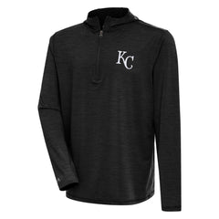 Kansas City Royals Antigua Tidy Quarter-Zip Hoodie - Heather Black