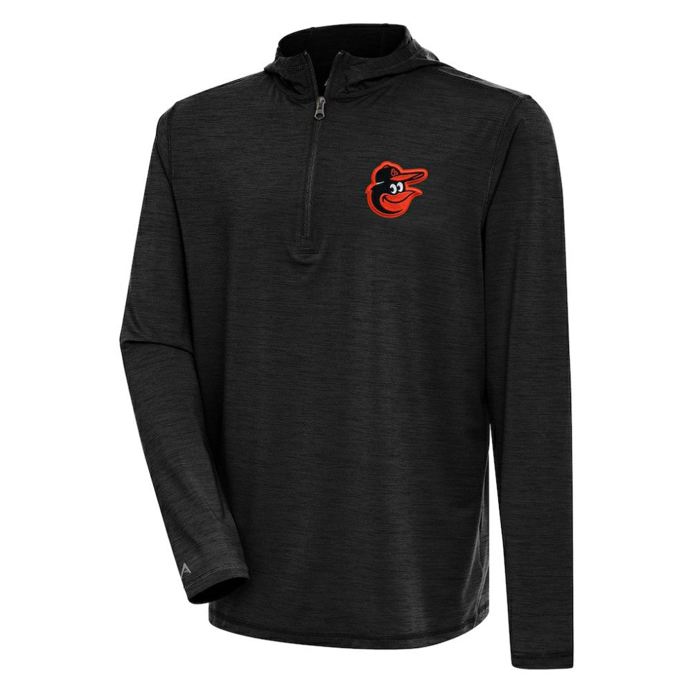 Baltimore Orioles Antigua Tidy Quarter-Zip Hoodie - Heather Black