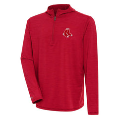 Boston Red Sox Antigua Tidy Quarter-Zip Hoodie - Heather Red
