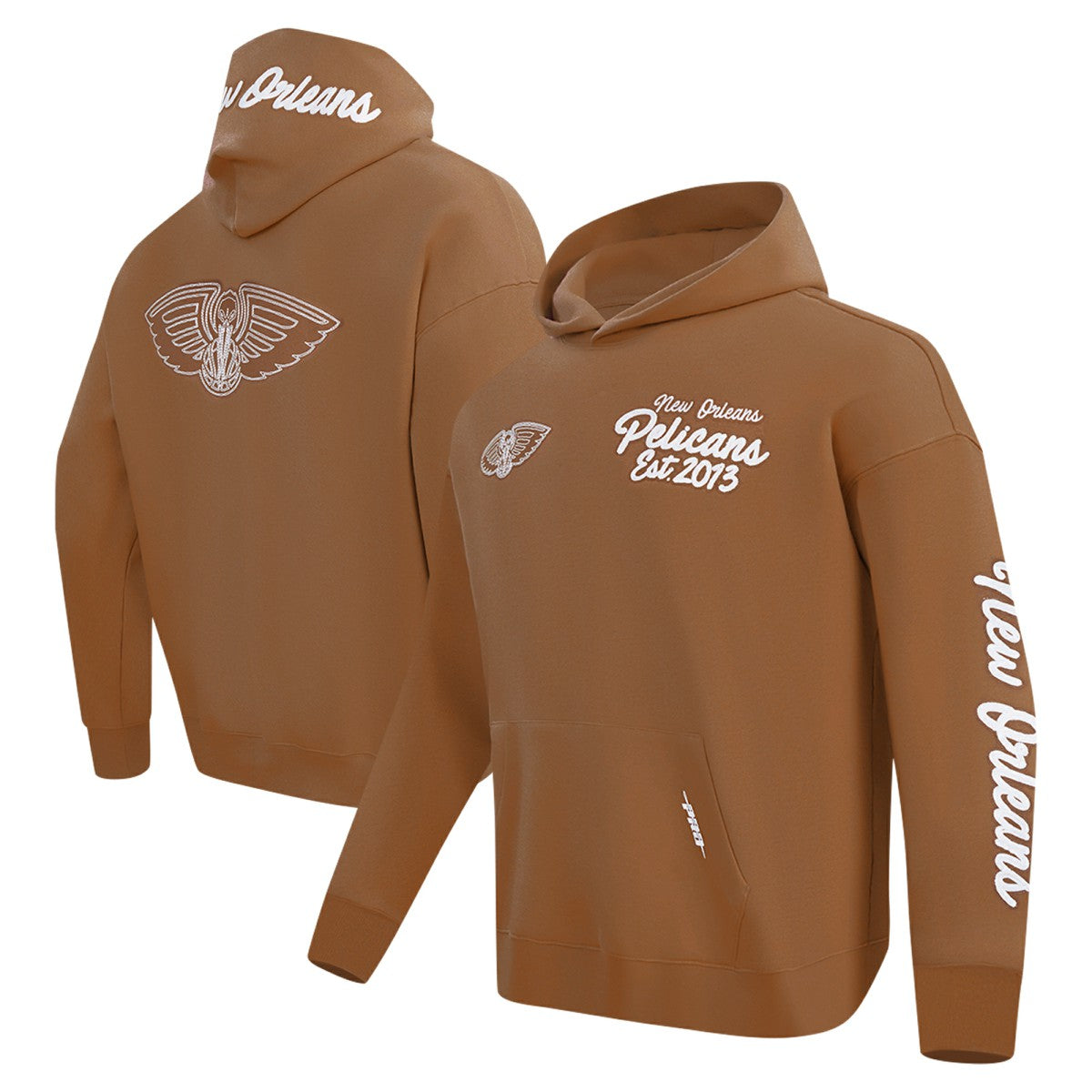 New Orleans Pelicans Pro Standard Paint the City Drop Shoulder Pullover Hoodie - Brown online