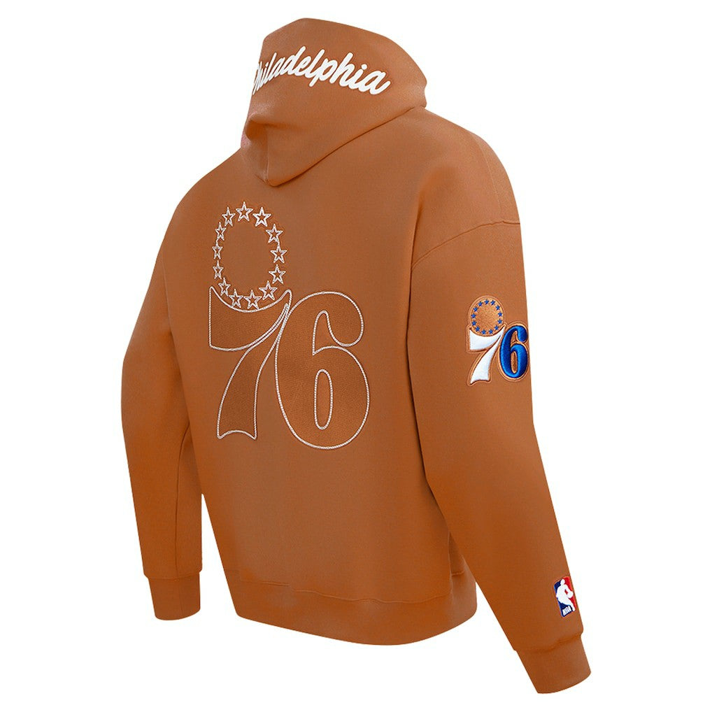 Philadelphia 76ers Pro Standard Paint the City Drop Shoulder Pullover Hoodie - Brown for sale