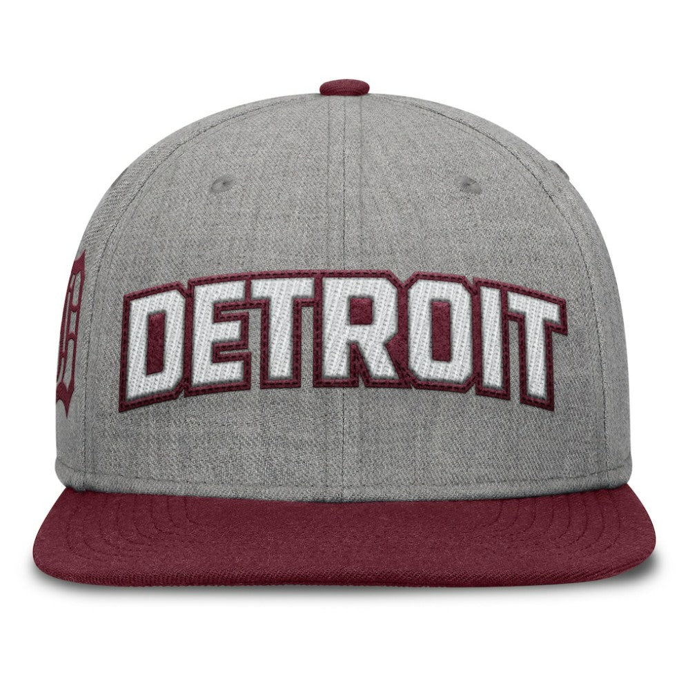 Detroit Tigers Elements Felt Chainstitch Snapback Hat - Gray/Maroon