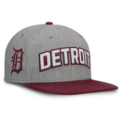 Detroit Tigers Elements Felt Chainstitch Snapback Hat - Gray/Maroon