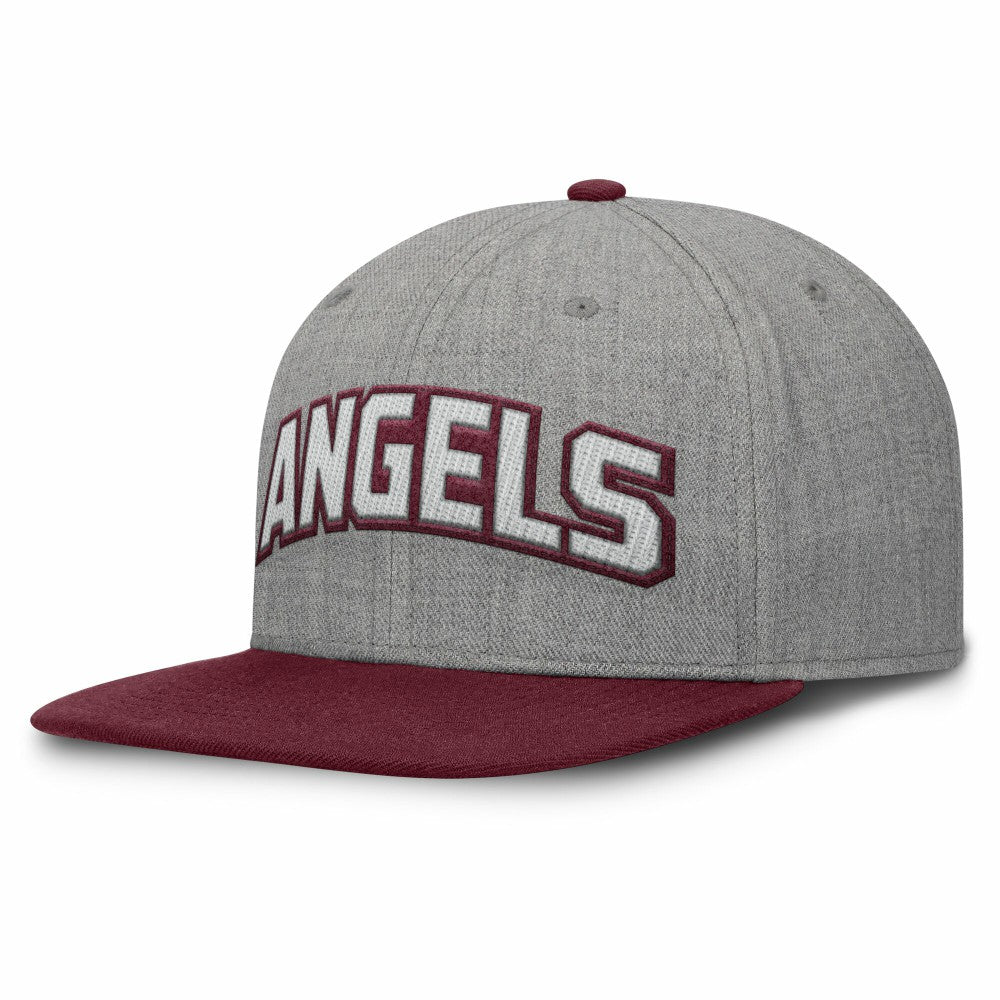 Los Angeles Angels Elements Felt Chainstitch Snapback Hat - Gray/Maroon