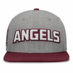 Los Angeles Angels Elements Felt Chainstitch Snapback Hat - Gray/Maroon
