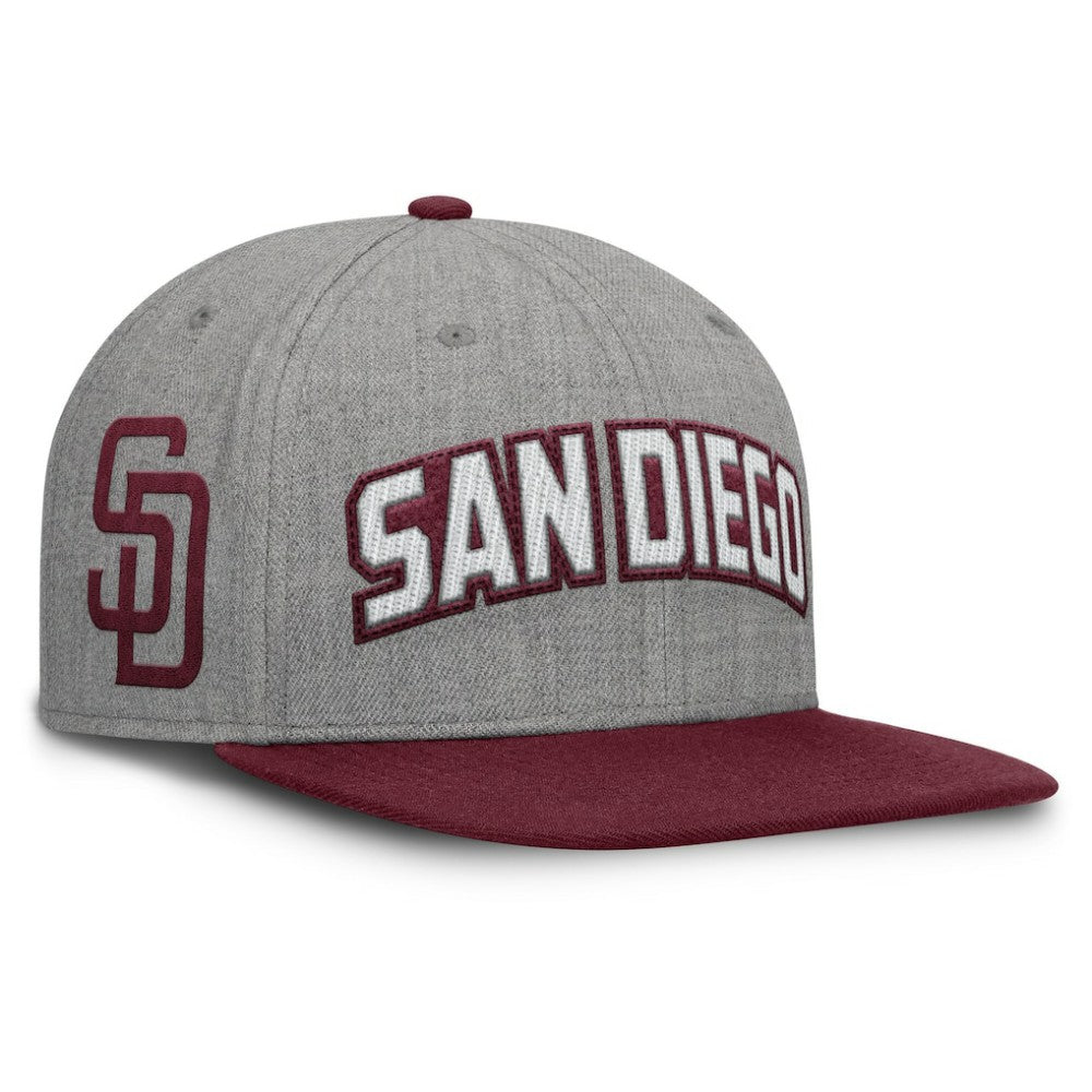 San Diego Padres Elements Felt Chainstitch Snapback Hat - Gray/Maroon