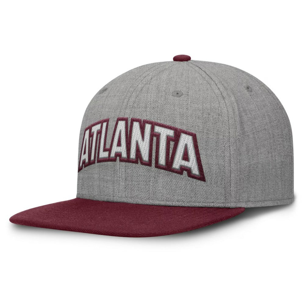 Atlanta Braves Elements Felt Chainstitch Snapback Hat - Gray/Maroon