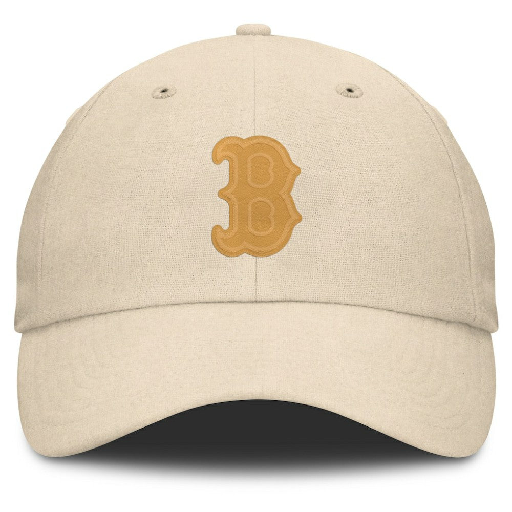 Boston Red Sox Front Office Leather Patch Adjustable Hat - Cream