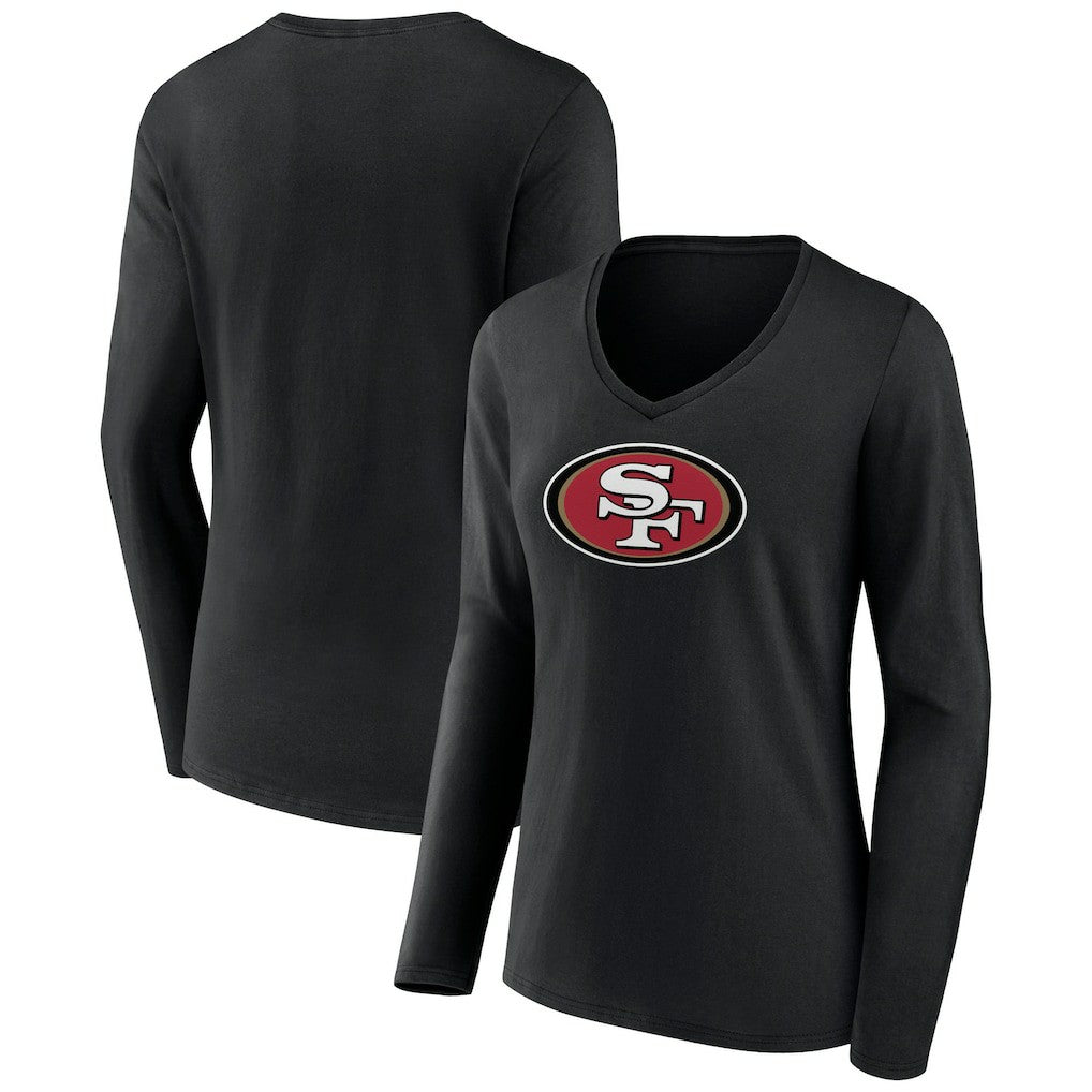 San Francisco 49ers Women's Primary Logo Long Sleeve V-Neck T-Shirt - Black online