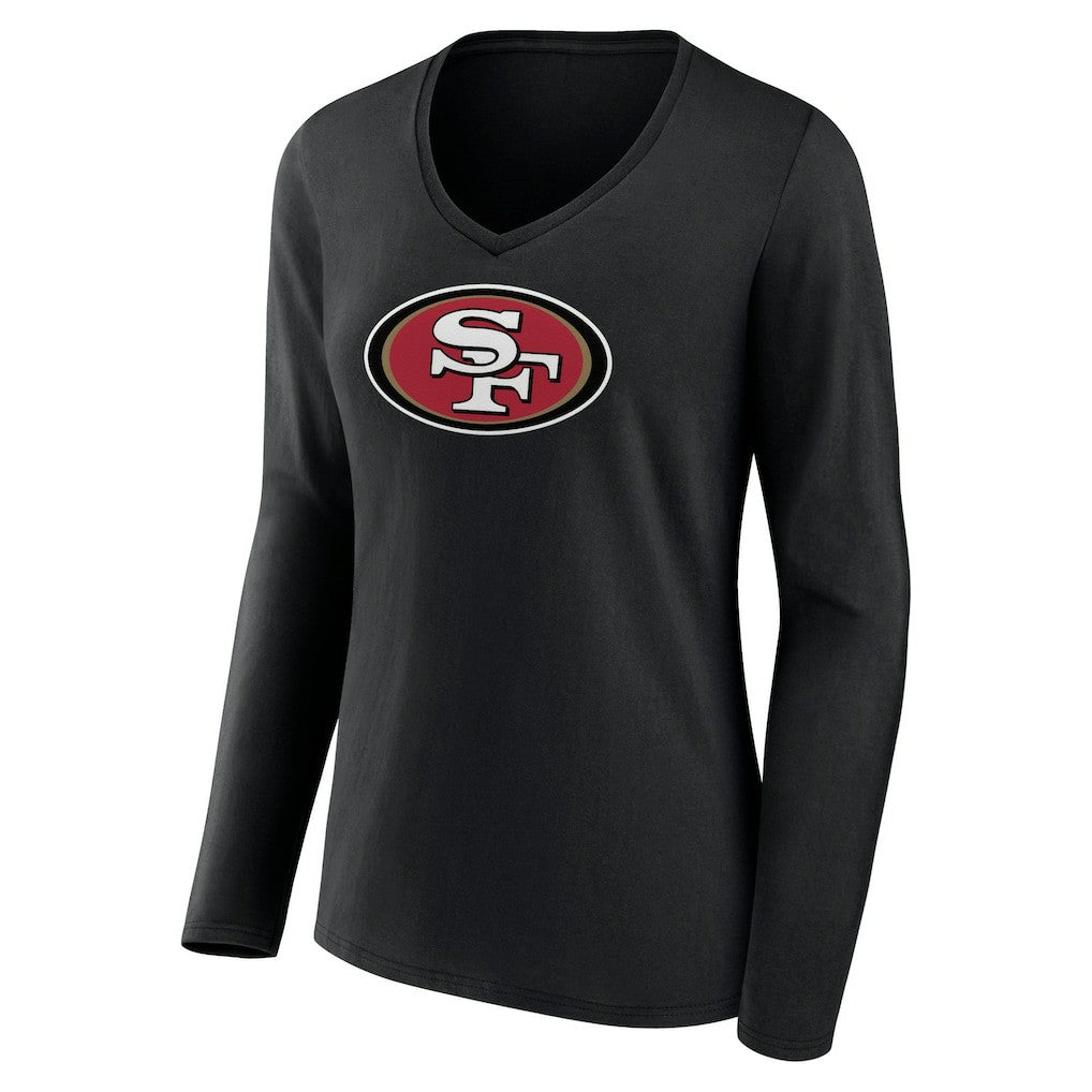 San Francisco 49ers Women's Primary Logo Long Sleeve V-Neck T-Shirt - Black online