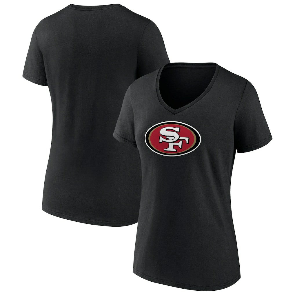 San Francisco 49ers Women's Primary Logo V-Neck T-Shirt - Black outlet