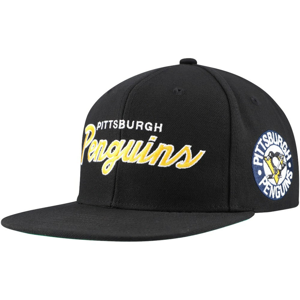 Pittsburgh Penguins Mitchell & Ness Core Team Script 2.0 Snapback Hat Black