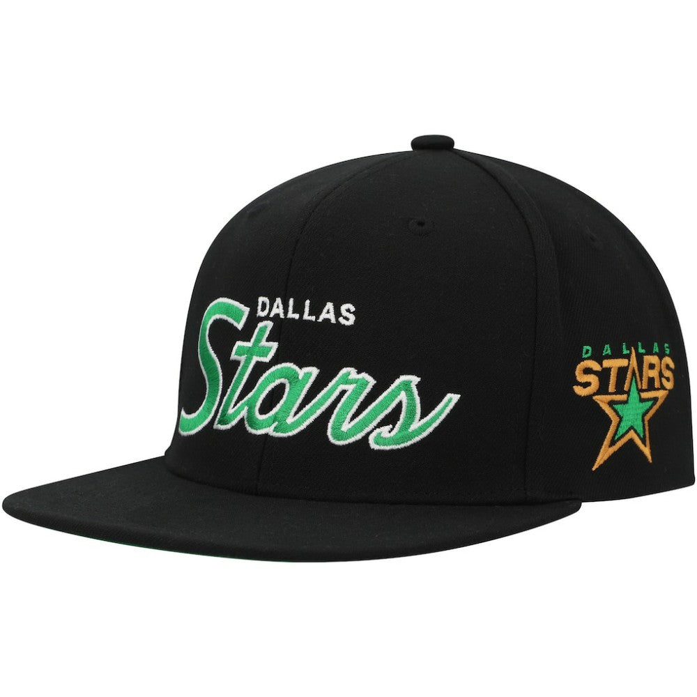 Dallas Stars Mitchell & Ness Core Team Script 2.0 Snapback Hat Black