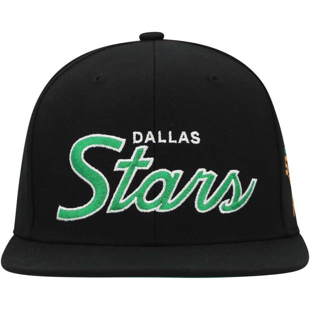 Dallas Stars Mitchell & Ness Core Team Script 2.0 Snapback Hat Black