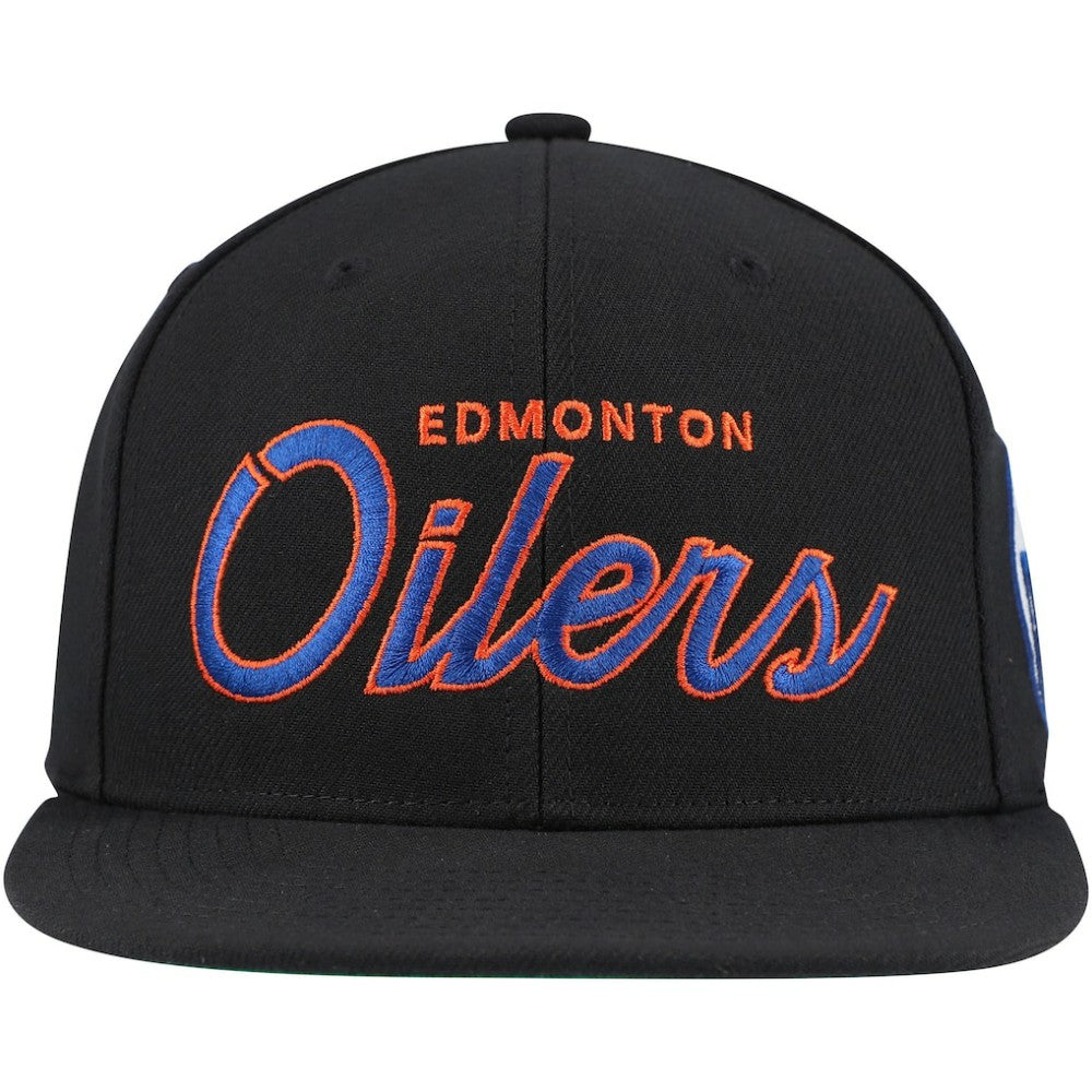 Edmonton Oilers Mitchell & Ness Core Team Script 2.0 Snapback Hat Black