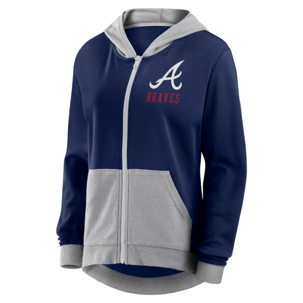 Atlanta Braves Women's Hit It French Terry Full-Zip Hoodie - Navy