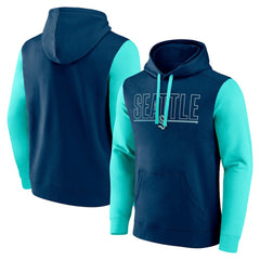 Seattle Kraken Logo Athletic Deliver Fleece Pullover Hoodie Navy