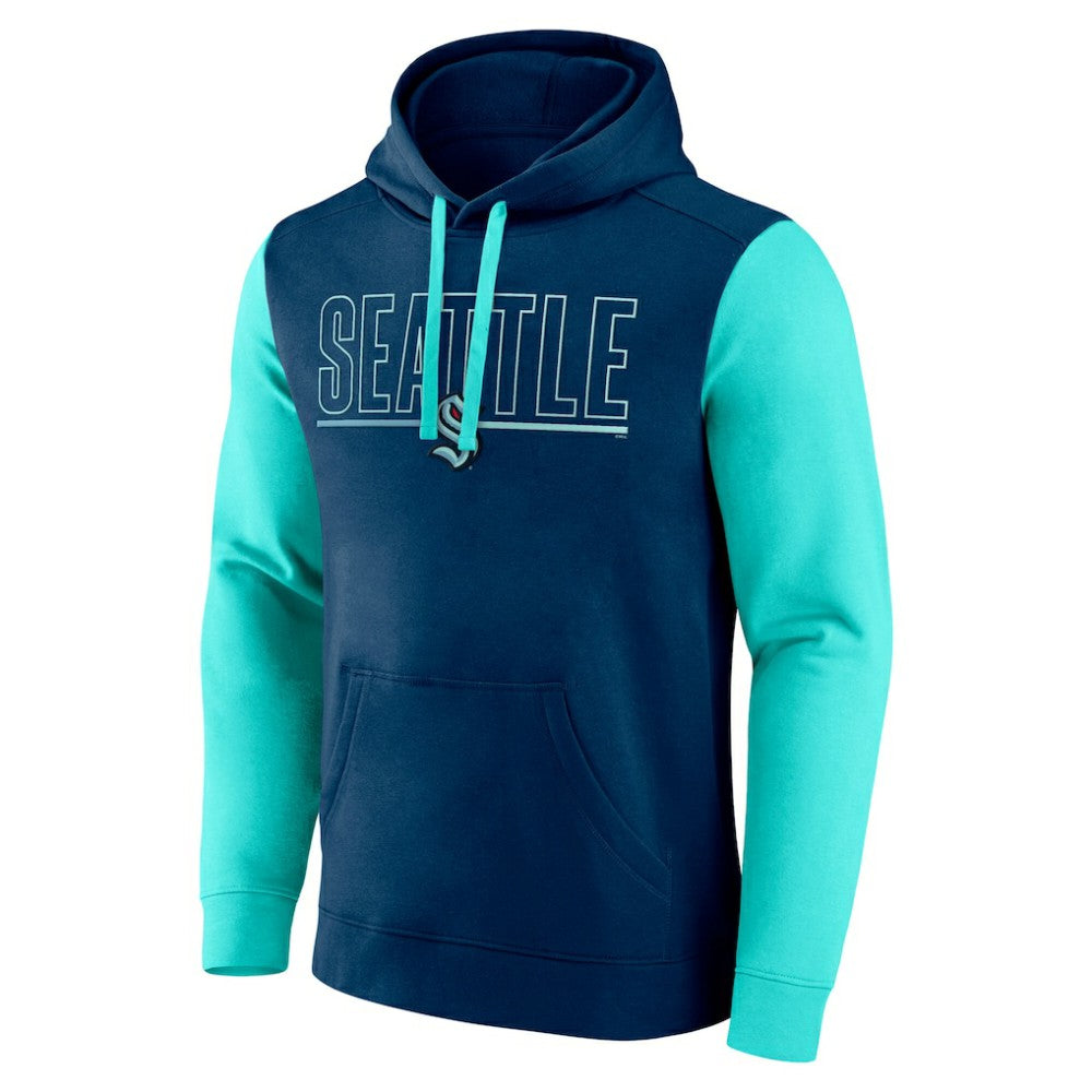 Seattle Kraken Logo Athletic Deliver Fleece Pullover Hoodie Navy